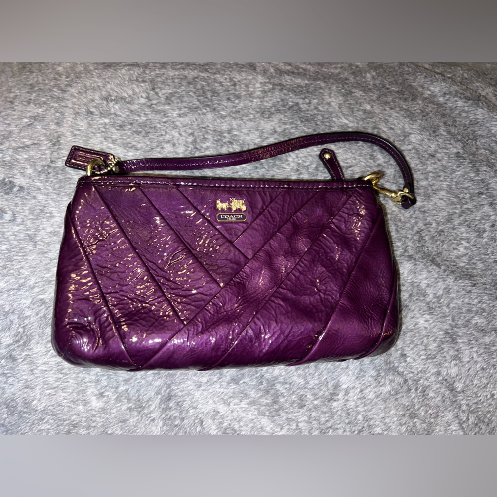 Coach Purple Quilted Leather Wristlet